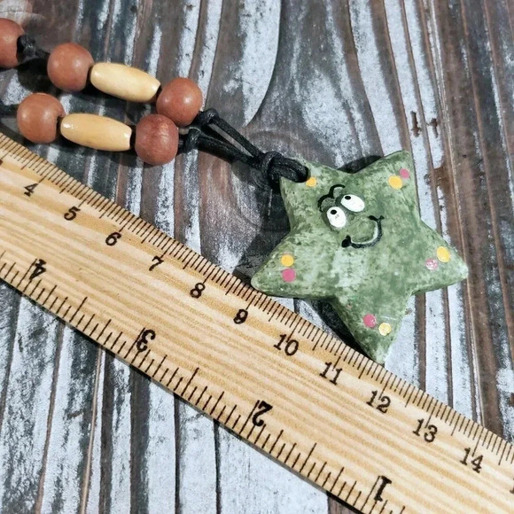 Artisan Star Fish Unglazed Clay Green Brown Multicolor OOAK Pendant Necklace - Picture 7 of 7